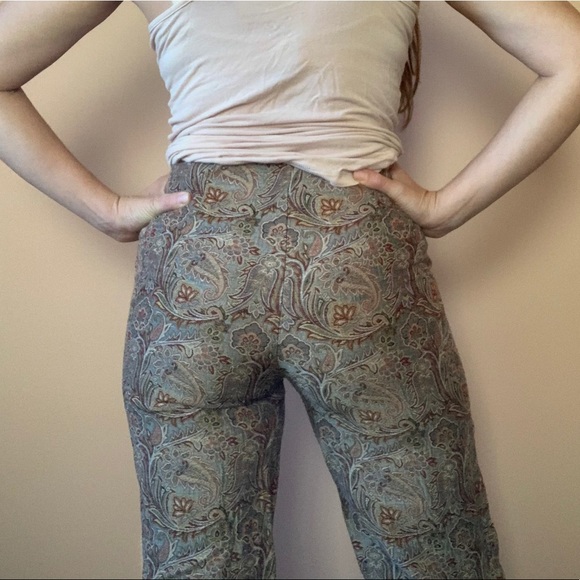 90s Vintage Cropped Patterned Dress Pants - Picture 7 of 10